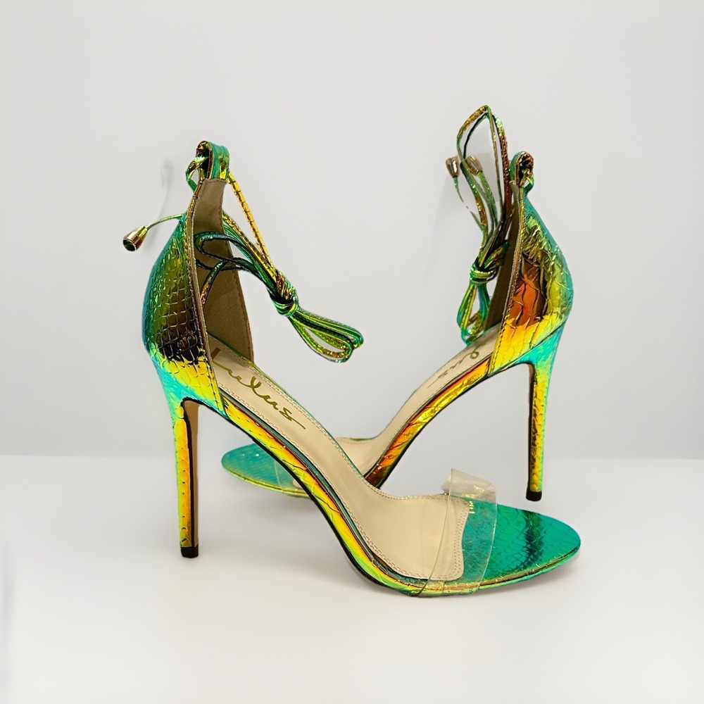 NEW Lulus Ledah Hologram Snake High Heel Dress Shoe Sz‎ 7.5  Party Dressy City